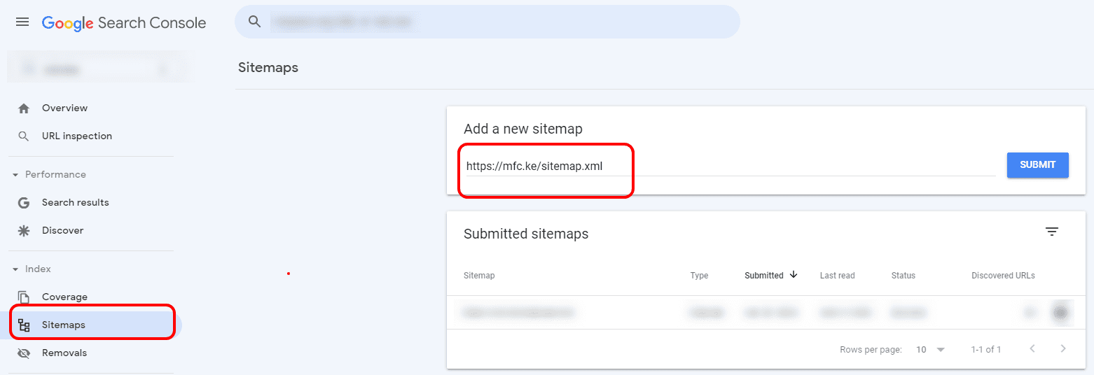 Submitting a sitemap to Google search console
